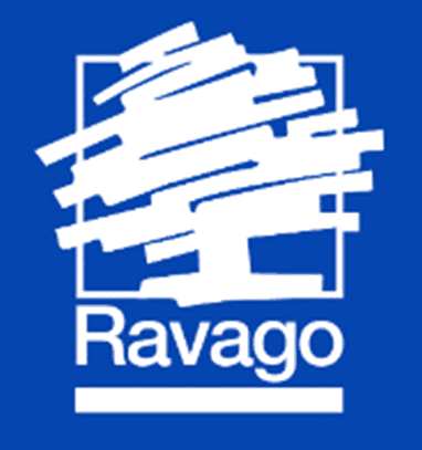 The logo for Ravago on a blue background from Cambridge Consulting.
