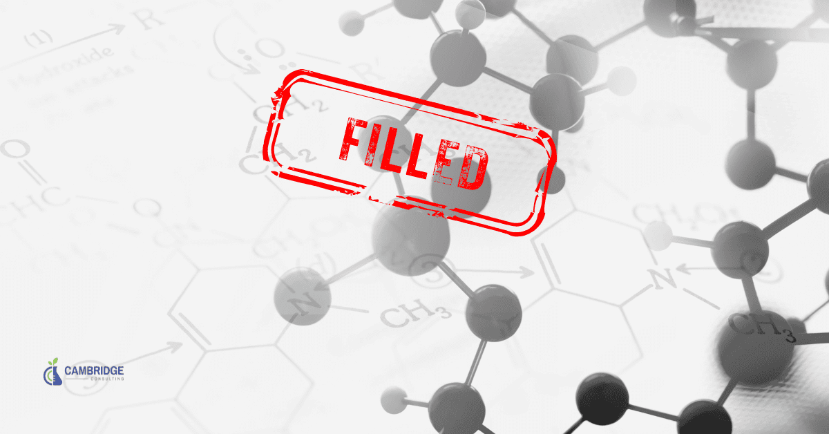 Sr. Process Chemist 1774 (1) a black and white image of chemistry chemical compounds with a red stamp overlay with the words "filled"