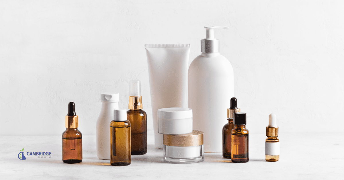 Account Manager PC 1796 the cambridge consulting logo in the bottom left corner of an image of various personal care products