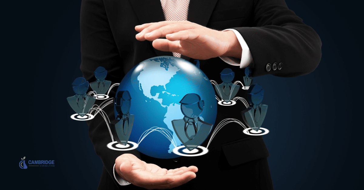 Global Business Manager 1792 a globe with animated people surrounding it
