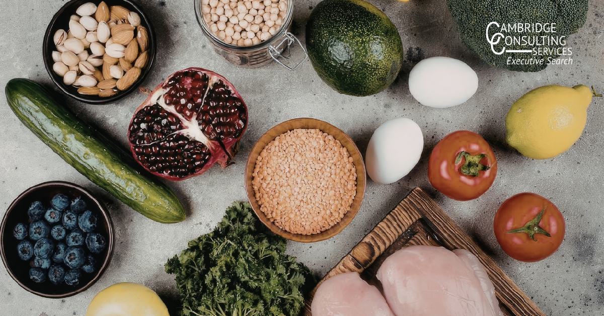 a photo of various food ingredients with the Cambridge Consulting Services in the top right corner