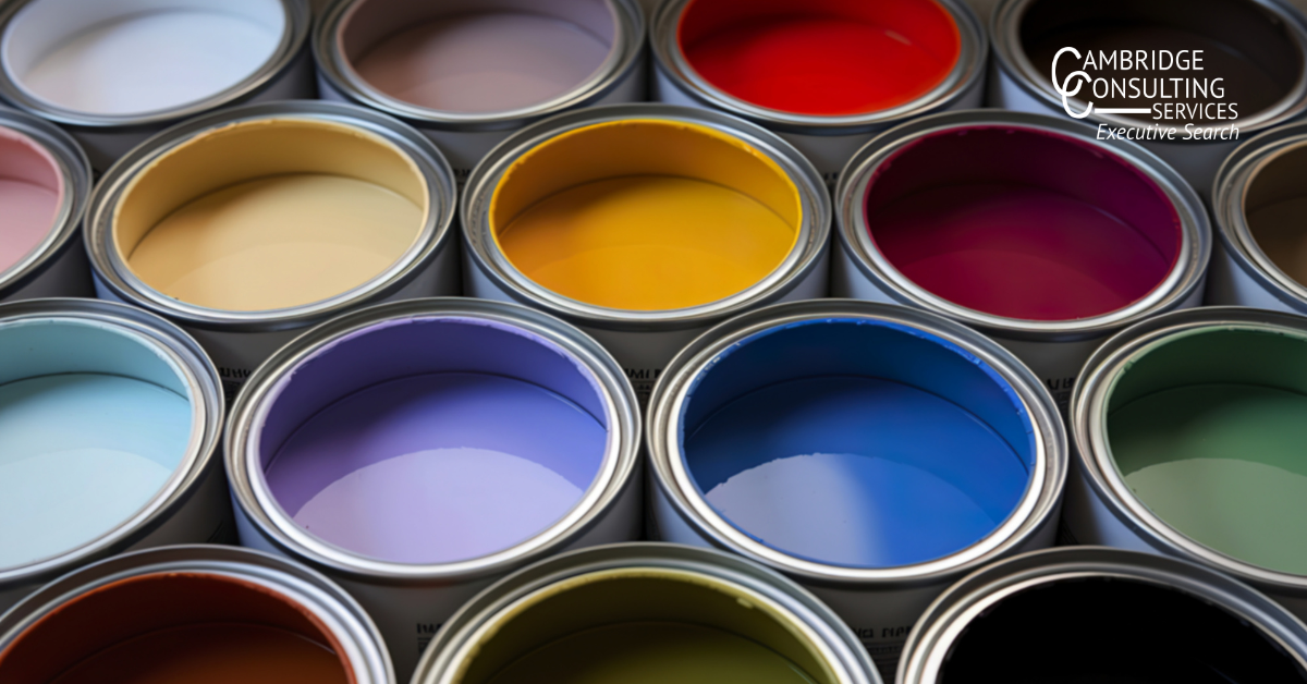 a photo of paint cans with the Cambridge Consulting Services logo in the top right corner